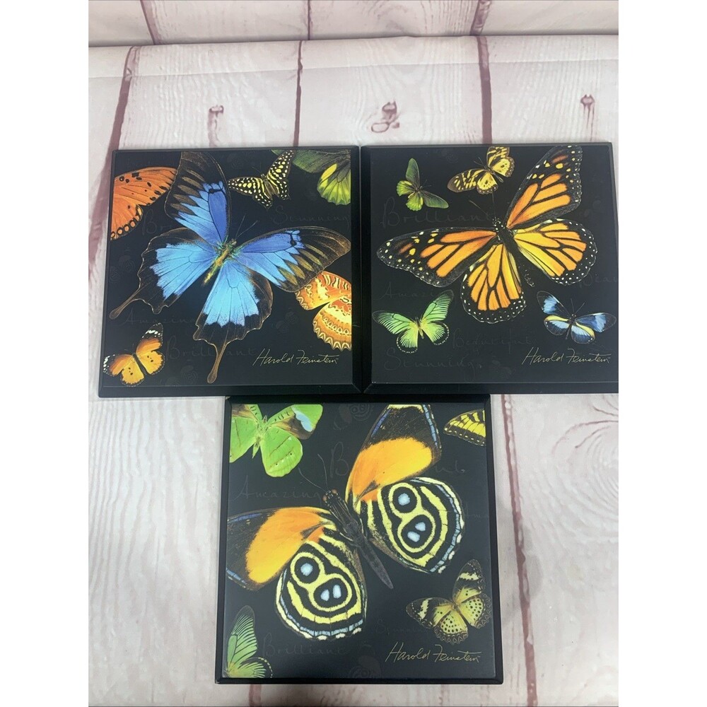 Harold Feinstein Monarch Butterfly Wall Art Set 3 Tabletop Display 2009 Colorful - Picture 1 of 9